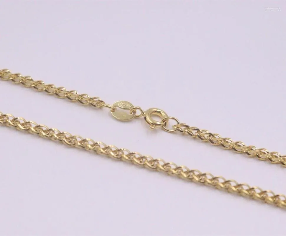 Correntes Real Pure 18k Yellow Gold Chain Men Mulheres 2mm Colar de Foxtail de trigo 45cm/2.8-3g