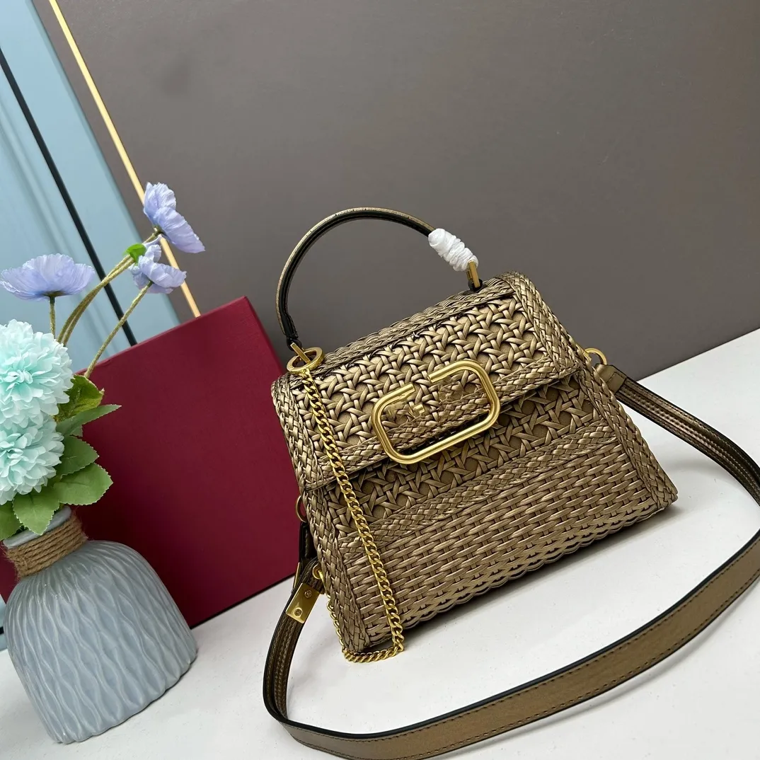 2023 Spring/Summer Tote Bag Fashion Leather Shoulder Bag Färgstark vävd Clamshell Crossbody Bag Business and Leisure Essential Single