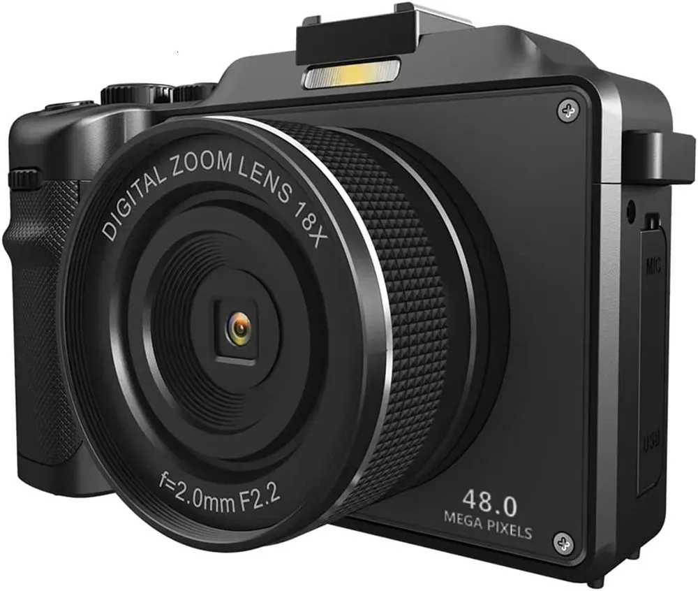 Videocamere Grandangolare 48MP Fotocamere digitali Po Cornice fai-da-te Frontale posteriore Doppia lente Selfie Videocamera per Pography 18X 4K WIFI Videocamera 231006