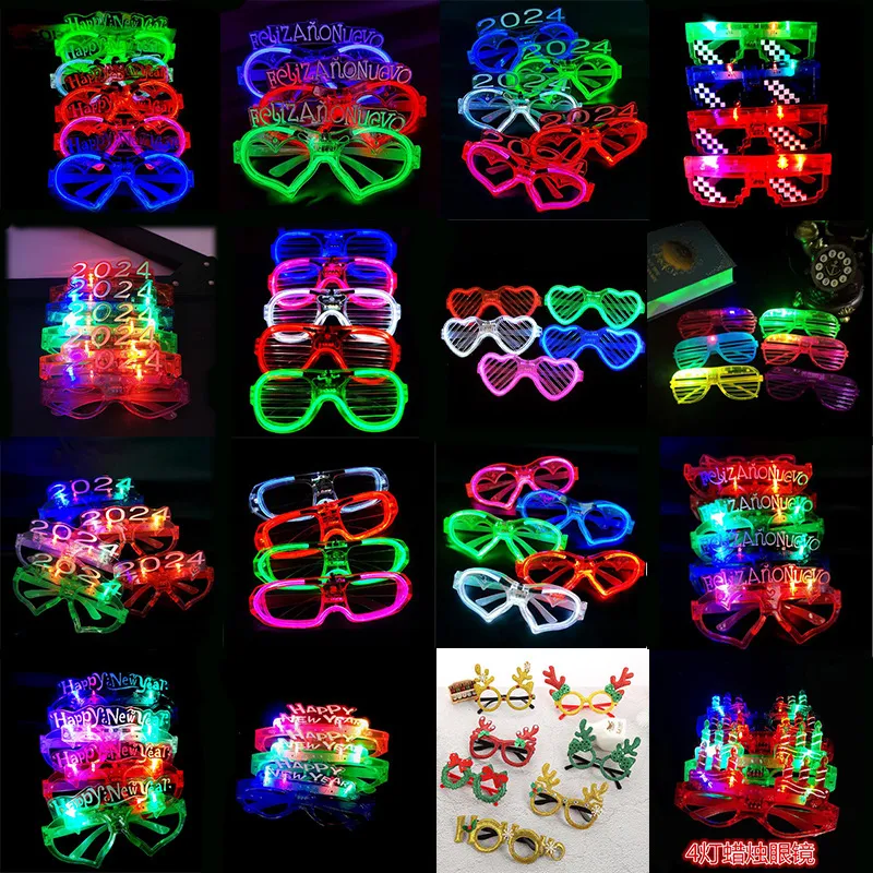 Óculos de led para festa que brilham no escuro, dia das bruxas, natal, casamento, carnaval, festa de aniversário, acessórios, brinquedos piscantes neon