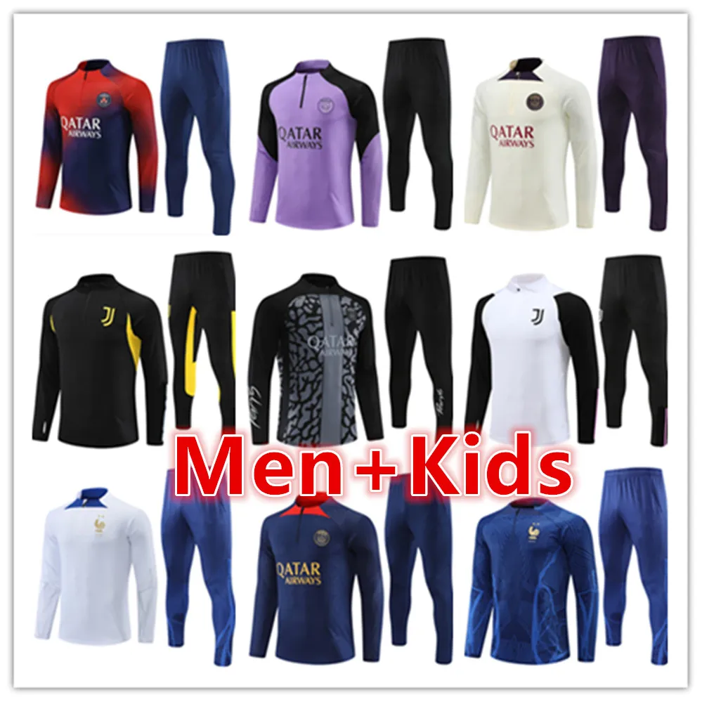 2023 2024 MEN Kids Soccer Tracksuit Training Suit Jerseys Set Kit 22 23 24 Mens Survetement de Football Jersey Tracksuits Jogging Jacket Set Maillot