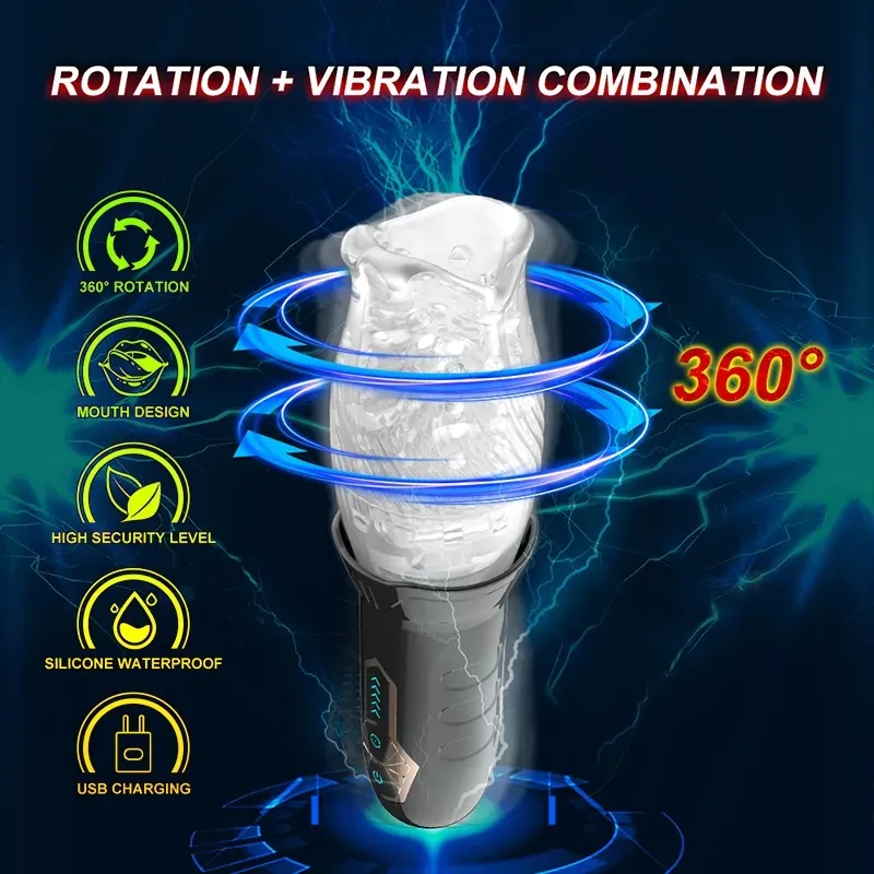 Masturbateur masculin automatique, Rotation à 360 degrés, Vibration, tasse, succion orale automatique, jouet de Masturbation pour hommes