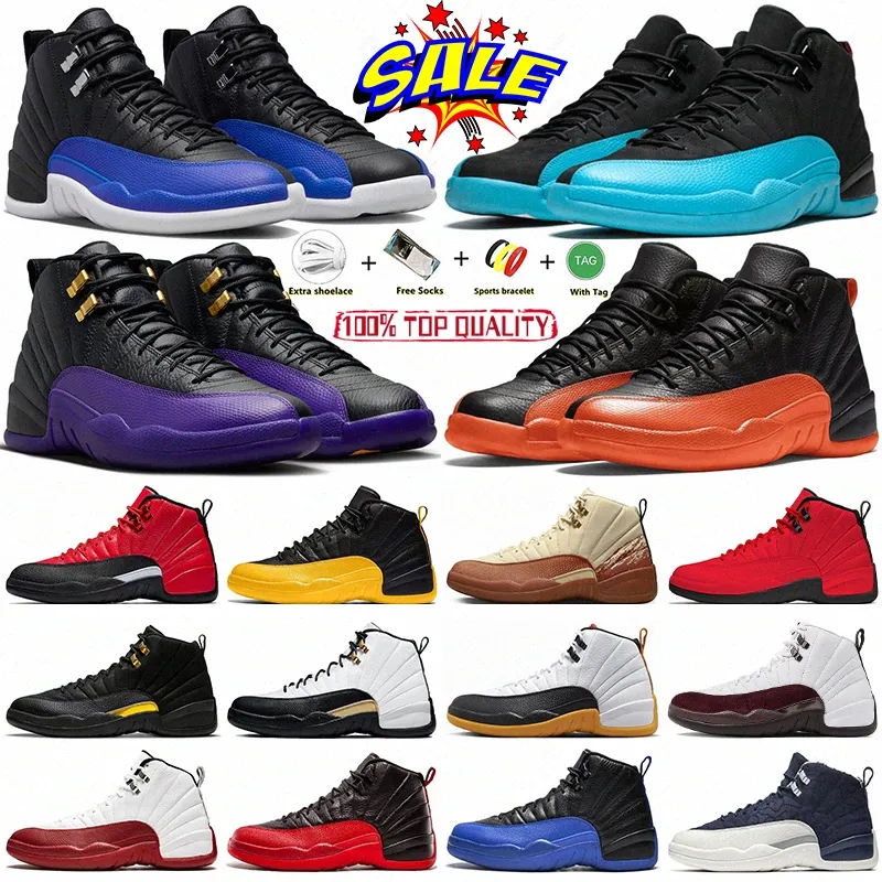 Jumpman 12 Cherry 12s Buty do koszykówki dla męskiej genialne pomarańczowe taksówkę muślinowe play-offy Royalty Flu Game File Purple Men Treakers Buts Rozmiar 40-47