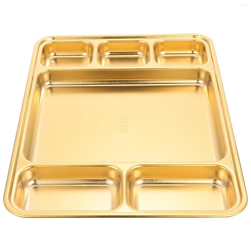 Dinnerware Sets Stainless Steel Portion Trays Divided Plate Compartment Tray Metal Dumpling Fruit Dish Dinner Desert Candy For Home
