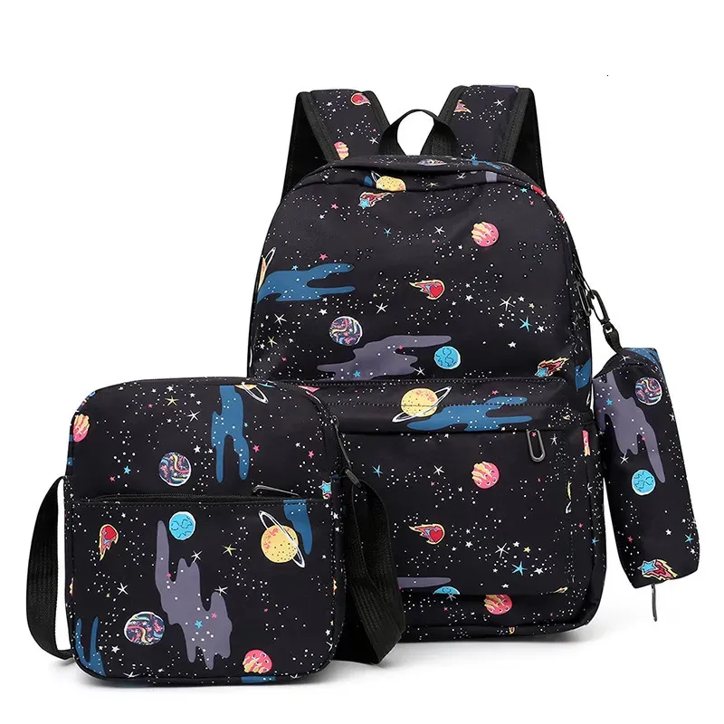 Schultaschen-Druck, 3-teiliges Schulranzen-Rucksack-Set für Teenager, Mädchen, Grundschule, Mittelstufe, Kinder, wasserdichte Büchertasche mit Lunchtasche, Federmäppchen 231006