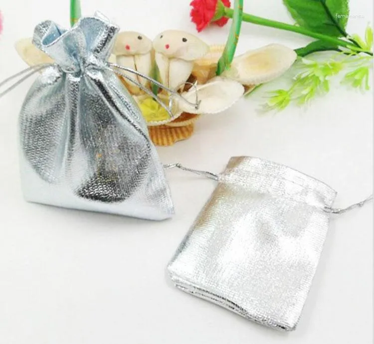 Jewelry Pouches 11 16cm 200pcs Handmade Silver Drawstring Bags For Wedding/Party/Gift/bracelets/necklace Packaging Display