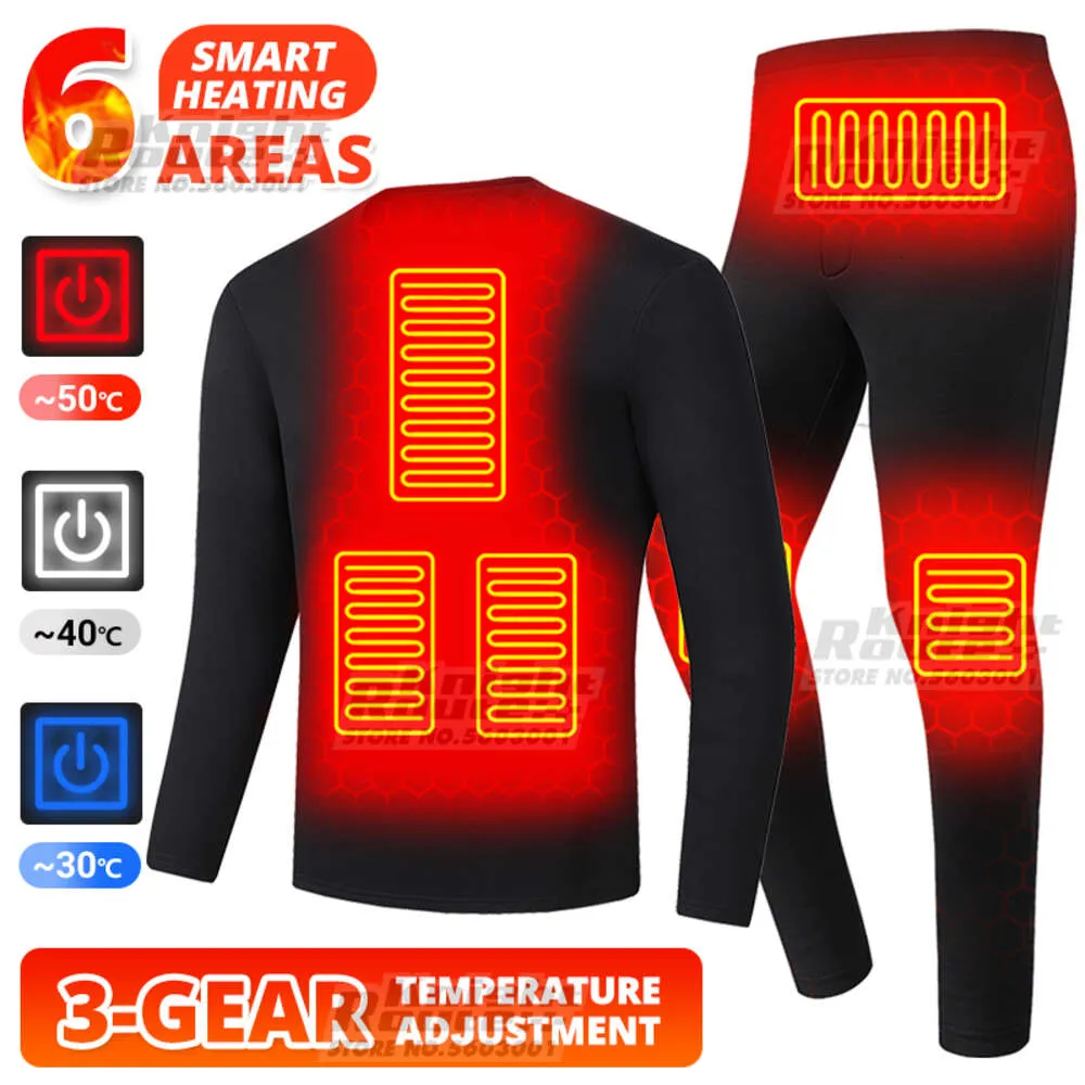 Electric Heated Winter Thermal Ski Suit with USB Battery Fleece Long Johns for Men