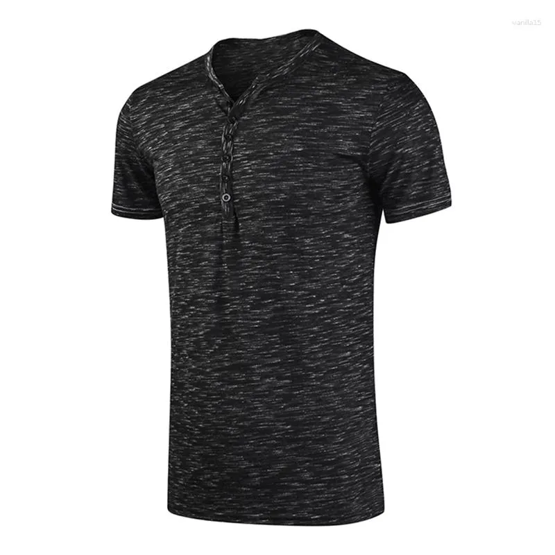 Men's T Shirts Men Shirt Short Sleeve T-shirt Fashion V Neck Button Tshirt Tops Tees Arrive Male Stylish Clothing