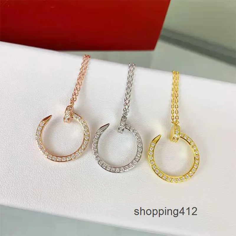 Collier à ongles en diamant pour femme, pendentif d'amour en acier de haute qualité, bijoux classiques de styliste e3