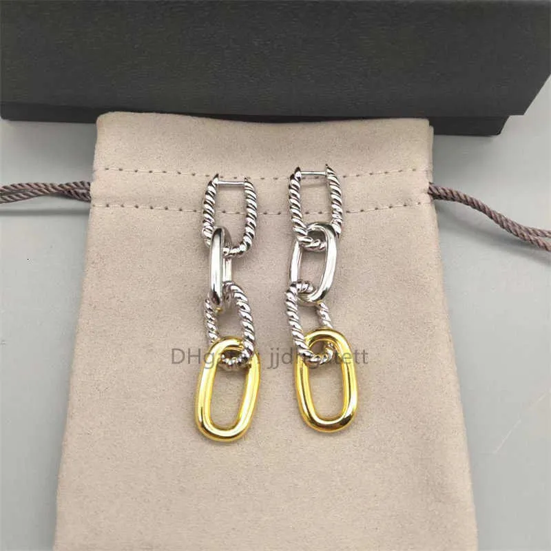 earrings shipping designer free jewelry woman fashion earring luxury Earrings Double Color Twisted Four Ring Buckle Chain Dy High Quality Accessories gift