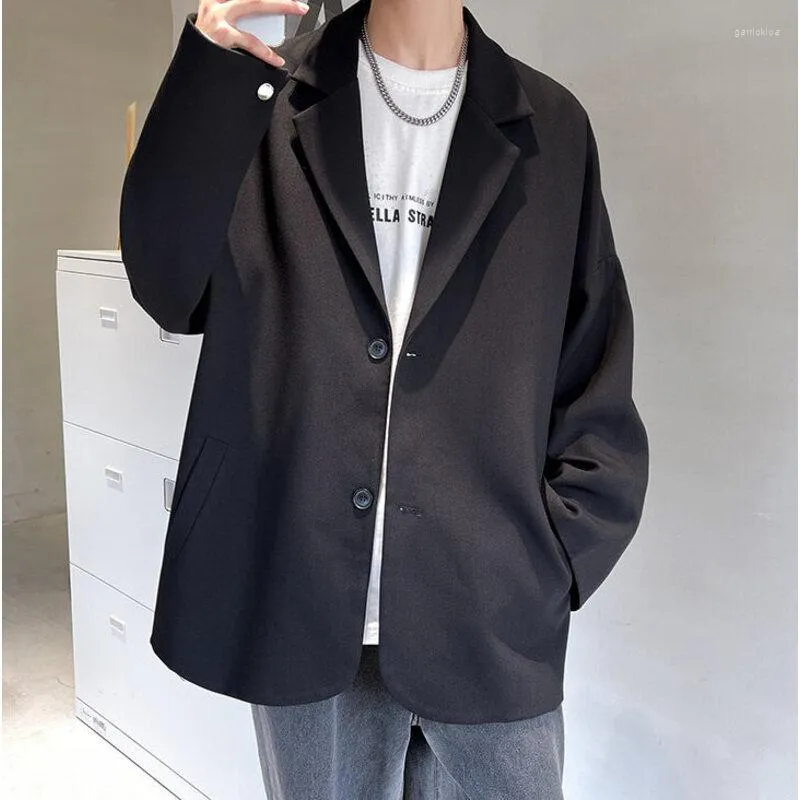Men's Trench Coats Harajuku Luxury Suit Coat Fit Casual Loose Jackets Korean Trendy Solid Color Streetwear Male Western Clothing