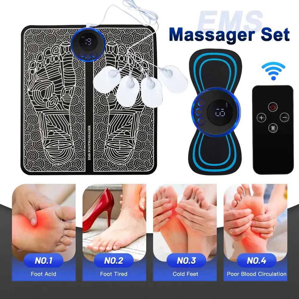 Fotmassager ems fotmassager mat muskelstimulator elektriska tiotals fötter massager fällbar massagematta fisioterapia terapia fisica salud 231006