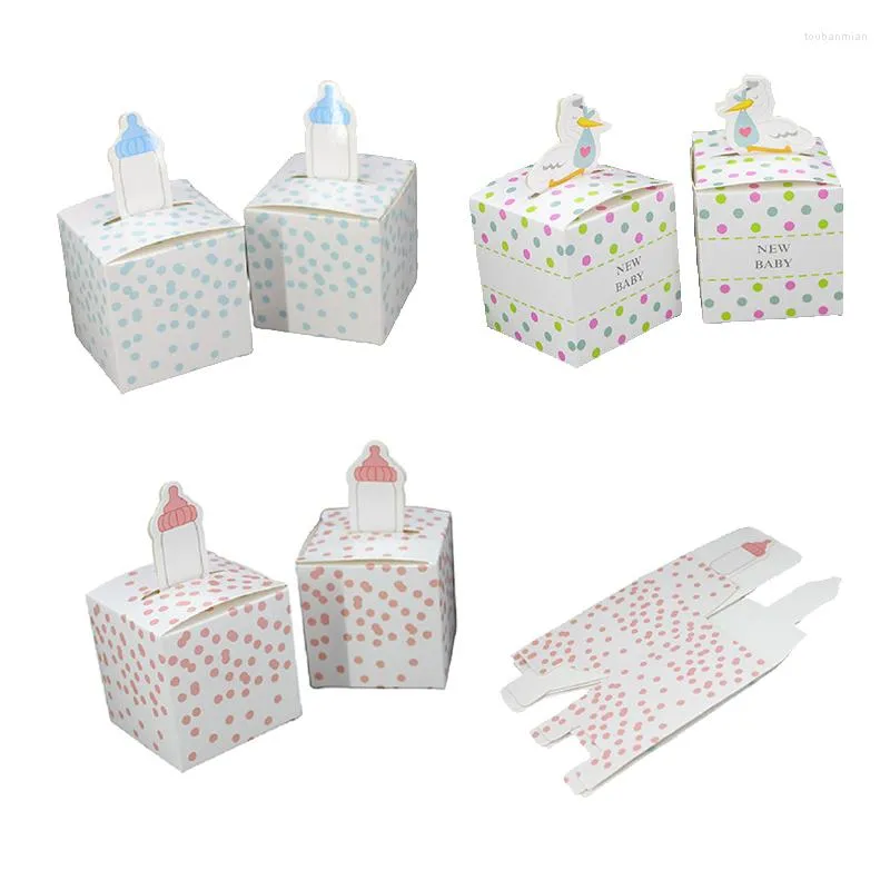 Presentförpackning 50/100st flaskfågel form godis box papper bröllop souvenirer baby shower party favorit lådor delikat chokladpaket