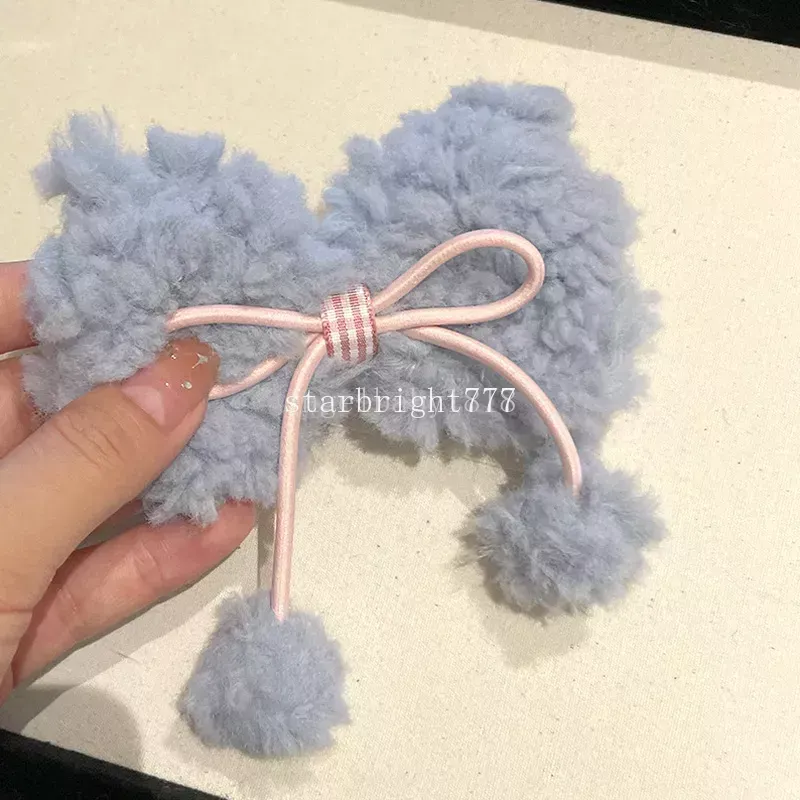 Plush Big Bow Hair Clip Cute Faux Hairball Hairpins Women Girls Sweet Barrette Headwear Fashion Party Hair Accessories Gifts