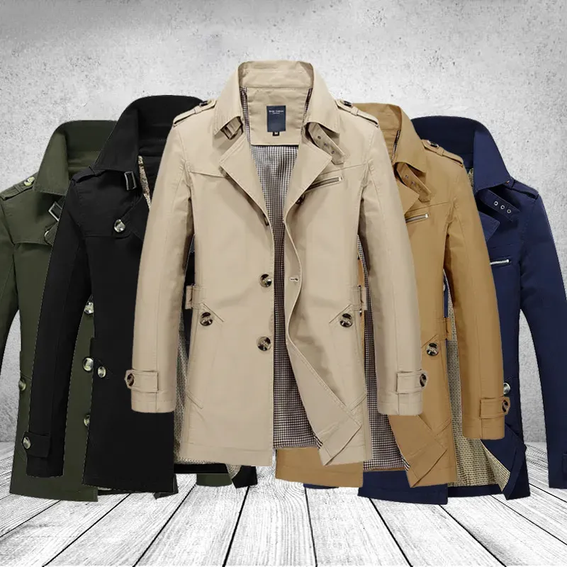 Trench da uomo Moda Uomo Giacche Cappotto da lavoro casual di marca Cappotto da uomo per il tempo libero Cappotto monopetto maschile Taglie forti 231005