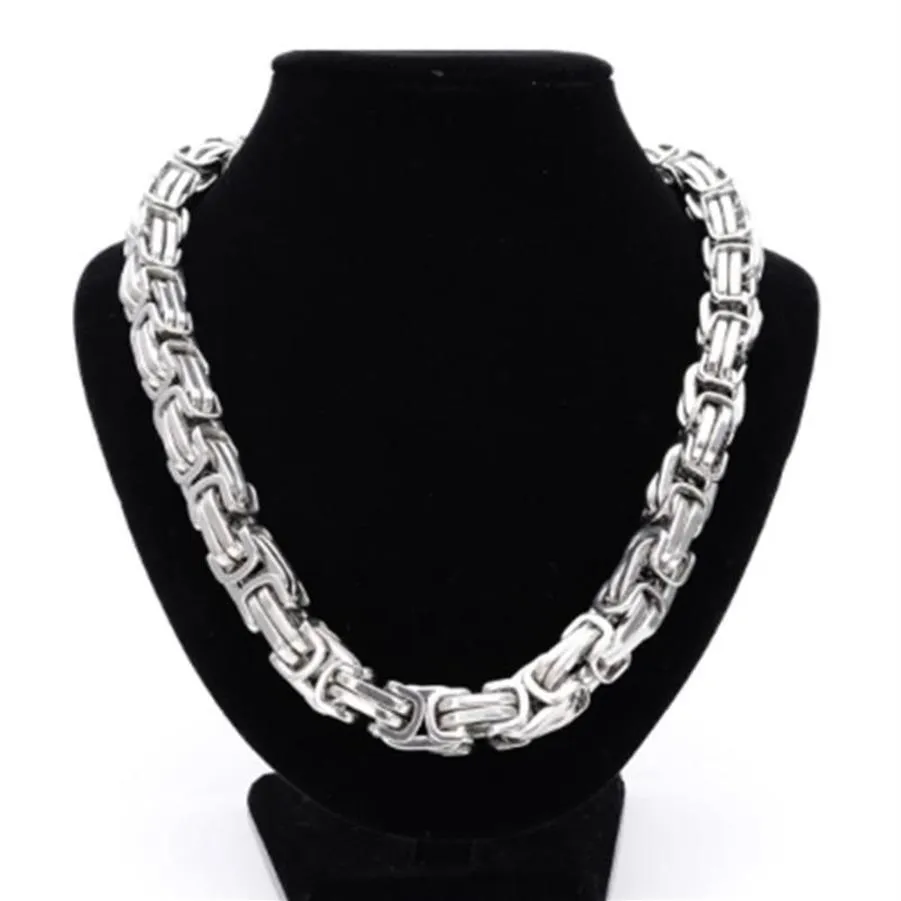 6 8 12 15mm High Quality Stainless Steel Silver Color Srong Handmade Byzantine Box Link Chain Men's Necklace Or Bracelet 1PCS3016