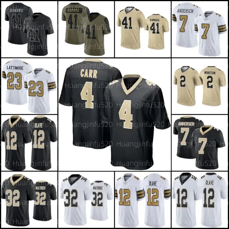 PERSONALIZADO 4 Derek Carr Alvin Kamara Camisa De Futebol New Orleanses Saints Tyrann Mathieu
