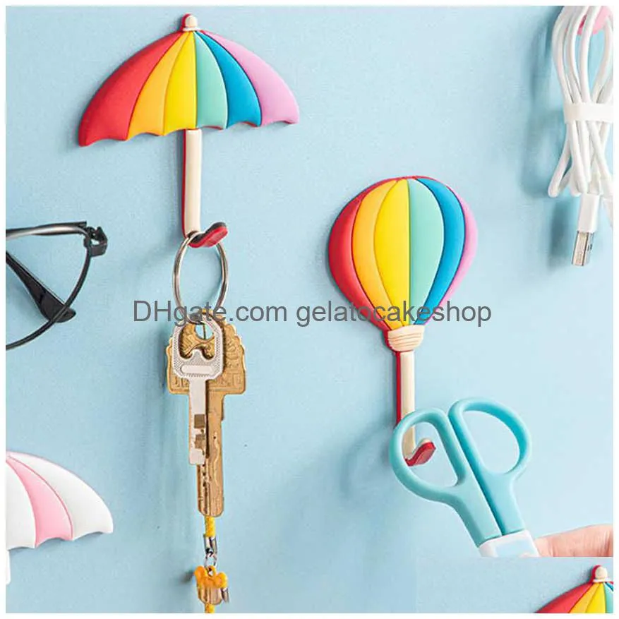 hand ins rainbow wall decor hooks adhesive key pocket fabric clothes rack waterproof bathroom towel rack various colours non-marking adhesive storage