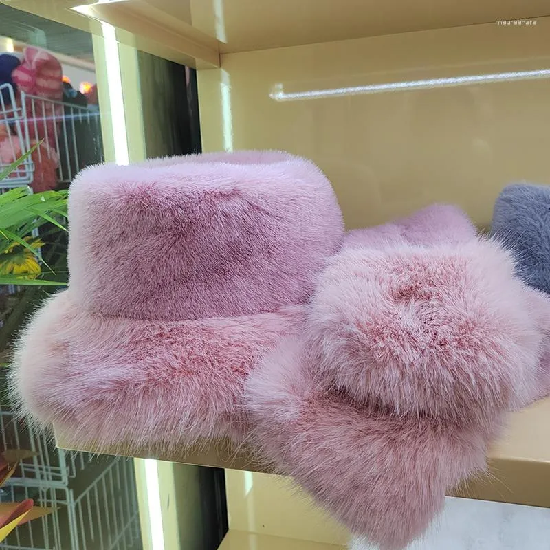 Berets inverno chapéu de pele mulheres engrossado balde quente rosa panamá 2023confortável e macio proteção de orelha de pelúcia boné pescador