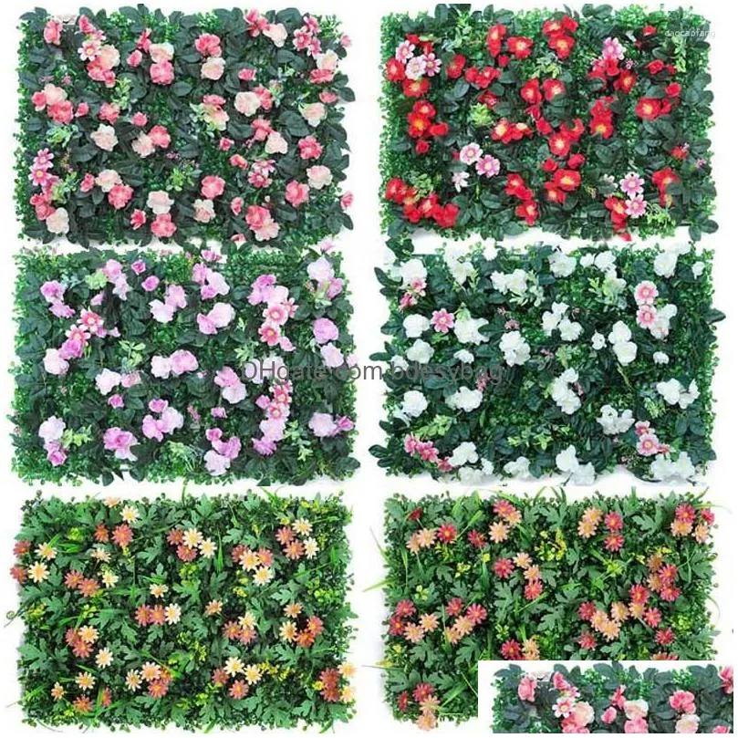 decorative flowers 3d green artificial plants wall decor panel fake lawn carpet wedding backdrop garden grass flower home decoration