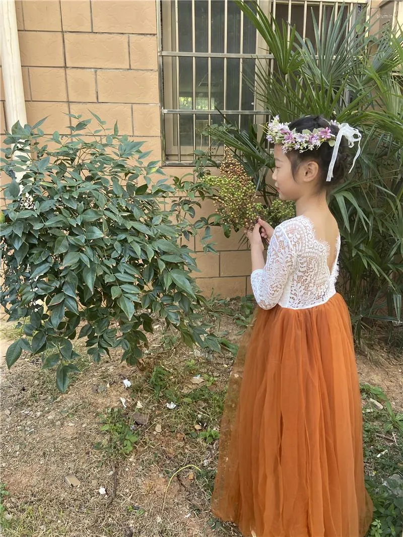 Abiti da ragazza 2023 Abito da sposa lungo per bambina per bambini Abito da spiaggia in tulle dritto per adolescenti Abbigliamento da principessa delle fate