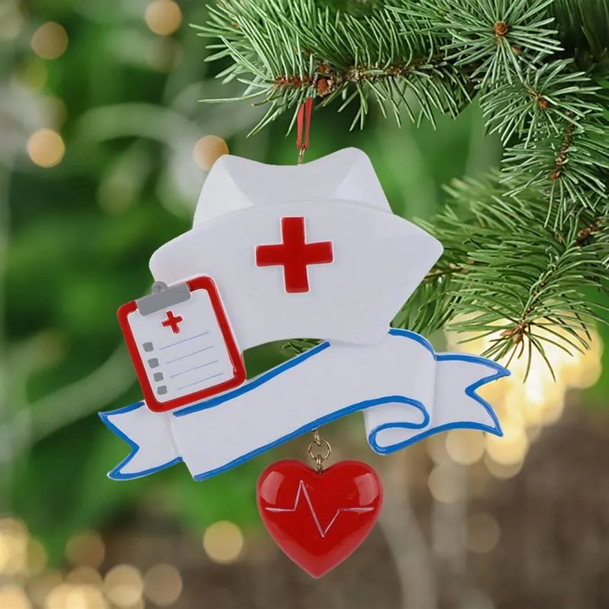 Maxora sjuksköterska personlig Polyresin Handmålning julgran ockupationsprydnad som för sjuksköterska dag gåvor224m