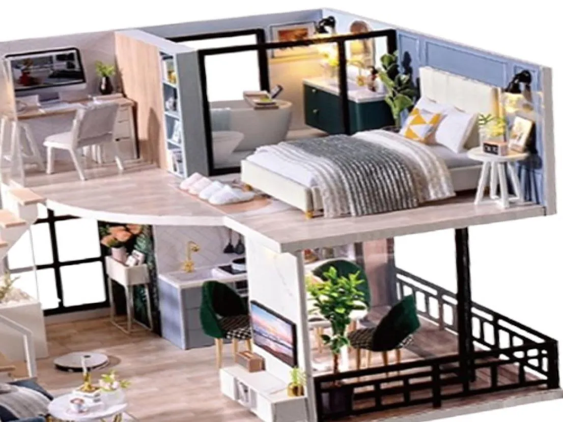 Cutebee DIY DollHouse Kit Wooden Doll Houses Miniature Dollhouse