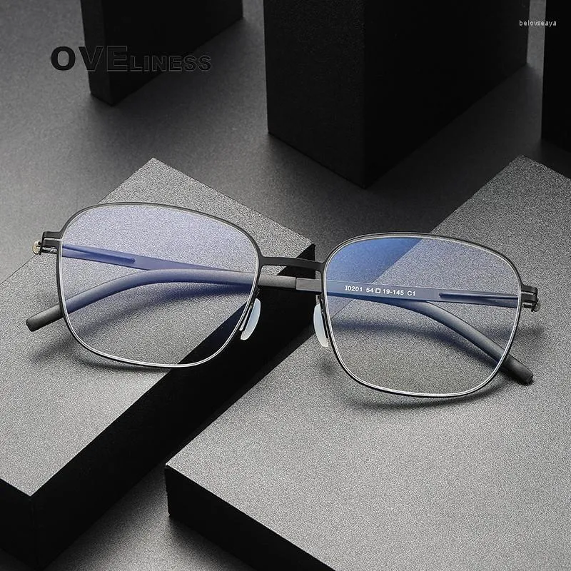 Оправа для солнцезащитных очков из чистого титана, оправа для очков, мужские квадратные очки 2024, мужские классические полностью оптические очки по рецепту, женские очки