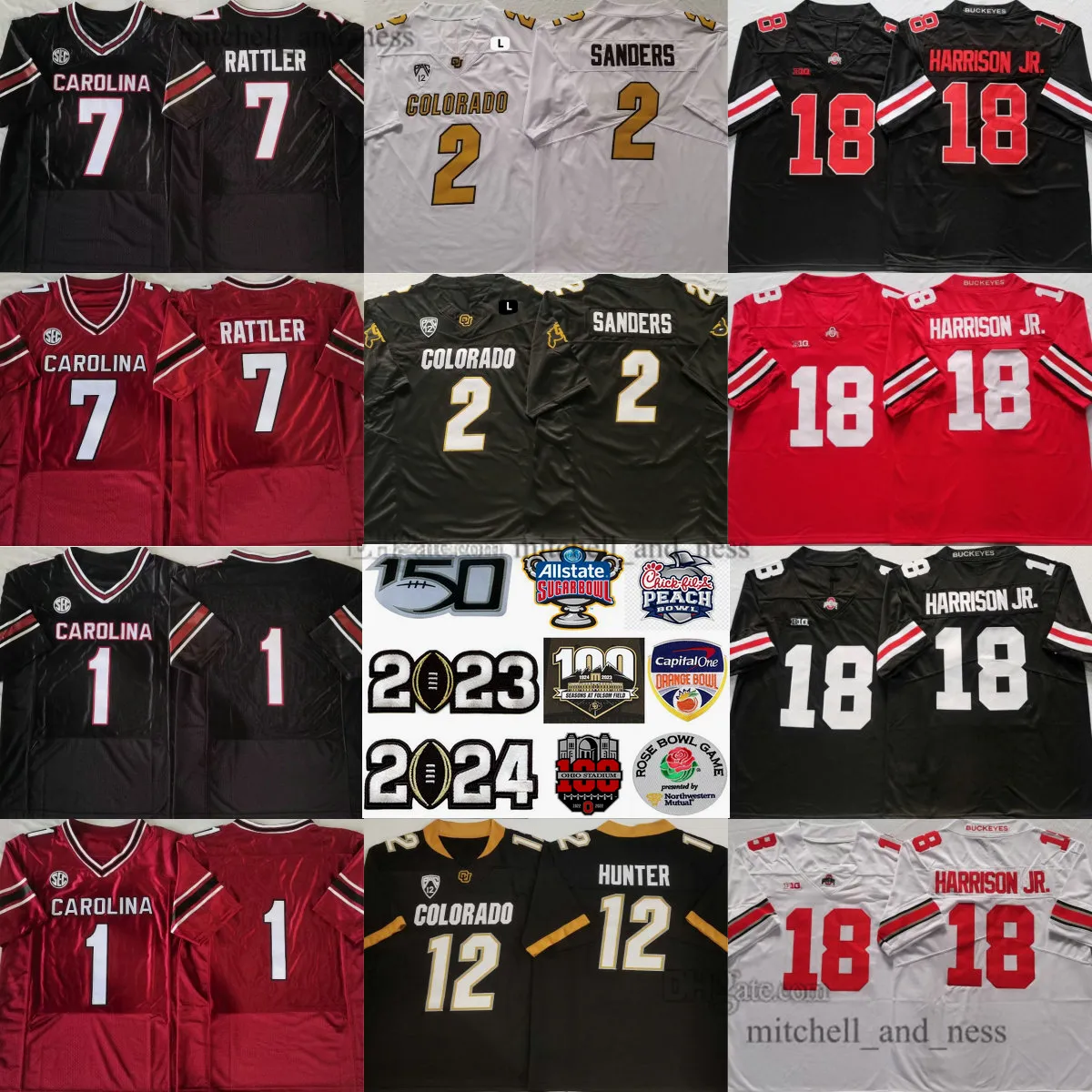 NCAA Football 7 Spencer Rattler Jersey Uniform 2 Shedeur Sanders 18 Marvin Harrison Jr. Deebo Samuel Travis Hunter Jerseys Man Women Youth Kids Colorado Buffaloes