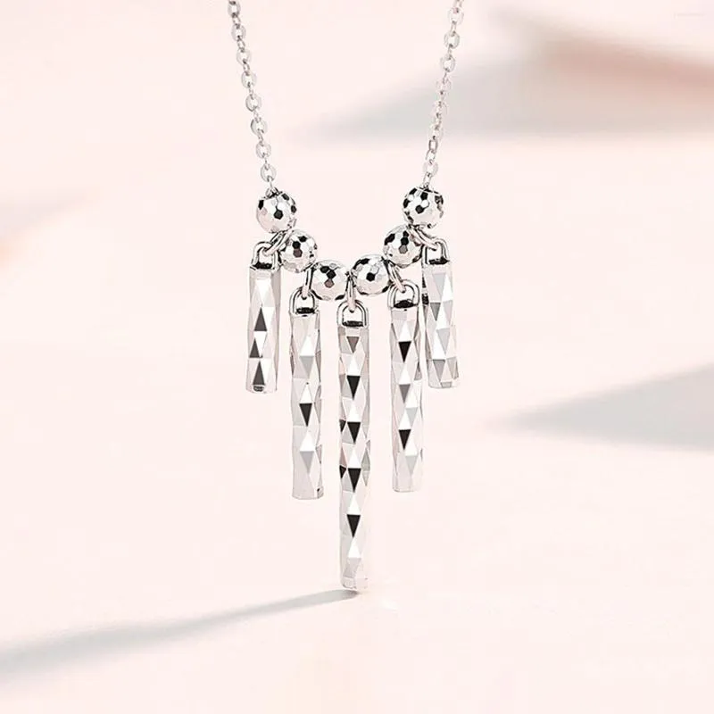 Chaînes Véritable Pure Platinum 950 Chaîne Femmes Lucky Wind Chime Long Stick O Link Collier 3.9-4g