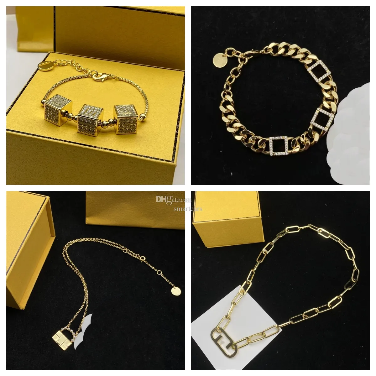 Collier et bracelet de chaîne de créateur de vente chaude pour femmes et filles, lien délicat, trombone, bijoux ras du cou pour cadeaux de noël, nouvelle mode