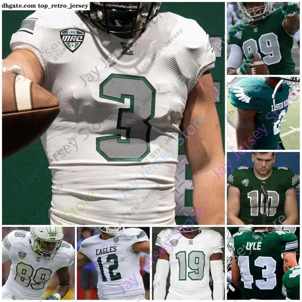 Nouveaux maillots Eastern Michigan EMU Football Jersey NCAA College Maxx Crosb Glass Vann Jackson III Williams Sexton Drummond Rush Hutch