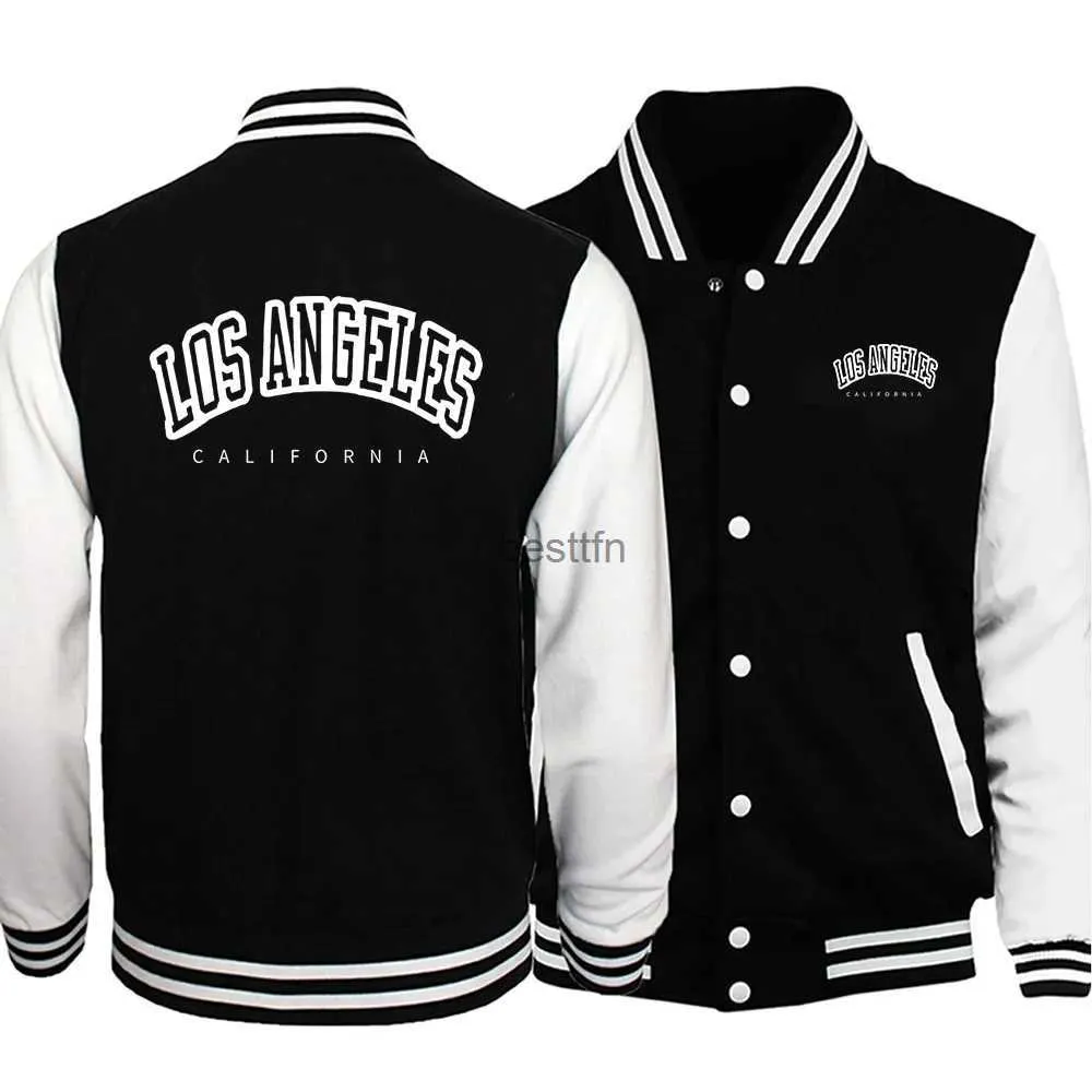 Jaquetas masculinas Los Angeles Califórnia EUA Cidade Retro Carta Mens Roupas Soltas Moda Uniforme de Beisebol Ao Ar Livre Biker Casaco de Viagem Masculino JacketL231006