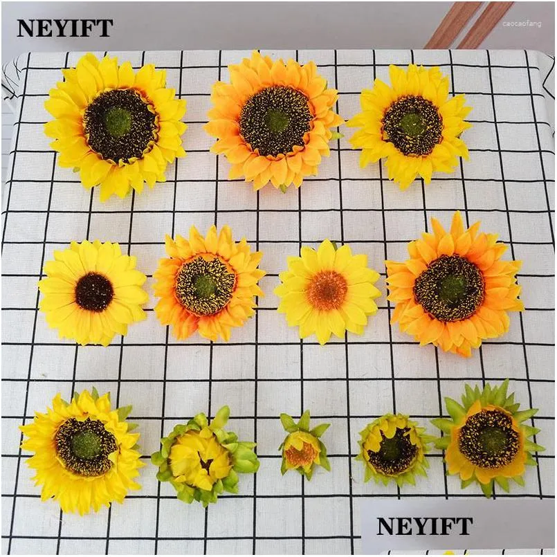 Dekorativa blommor kransar 5/10 st solros huvud Konstgjord blomma falsk latin för hemvägg klistermärken fönster prydnader släpp leverans g dhaij