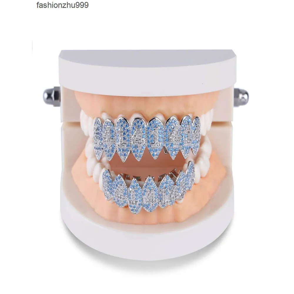 Серебряный Цвет Iced Out 1414 Золото Grillz Кристалл Ювелирные Аксессуары Верх Низ Грили Зубы Украшения Для Тела Хип-Хоп Bling Кубический Циркон7281835