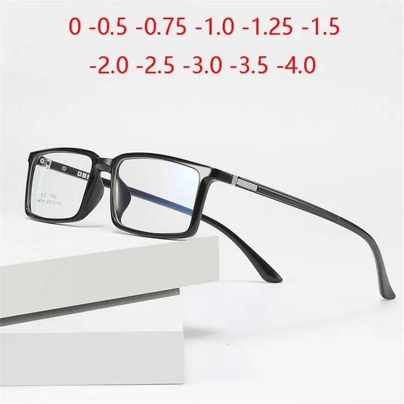Óculos de sol quadros anti luz azul quadrado prescrição óculos homens tr90 miopia lente óptica óculos miopes lunettes 0 0 5 0 75 a 4 0 231005