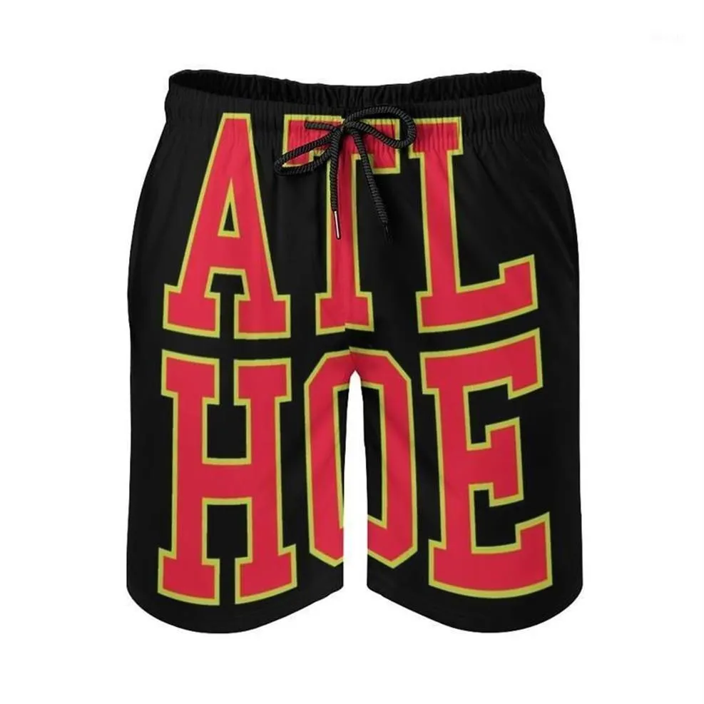 Men's Shorts Atl Hoe-Red & Neon Men'S Beach Board Bermuda Surfing Swim Hoe Atlanta Georgia Red Volt HawksMen's199A