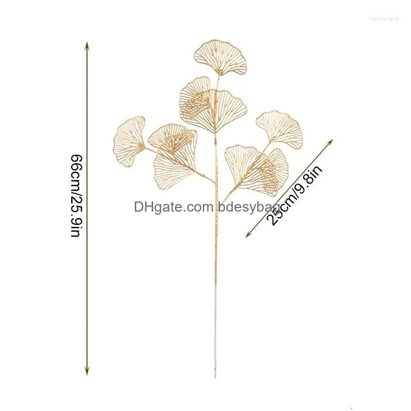 decorative flowers artificial gold plant golden plam tree leaves fake wedding arrangement po props christmas birthday party home decor