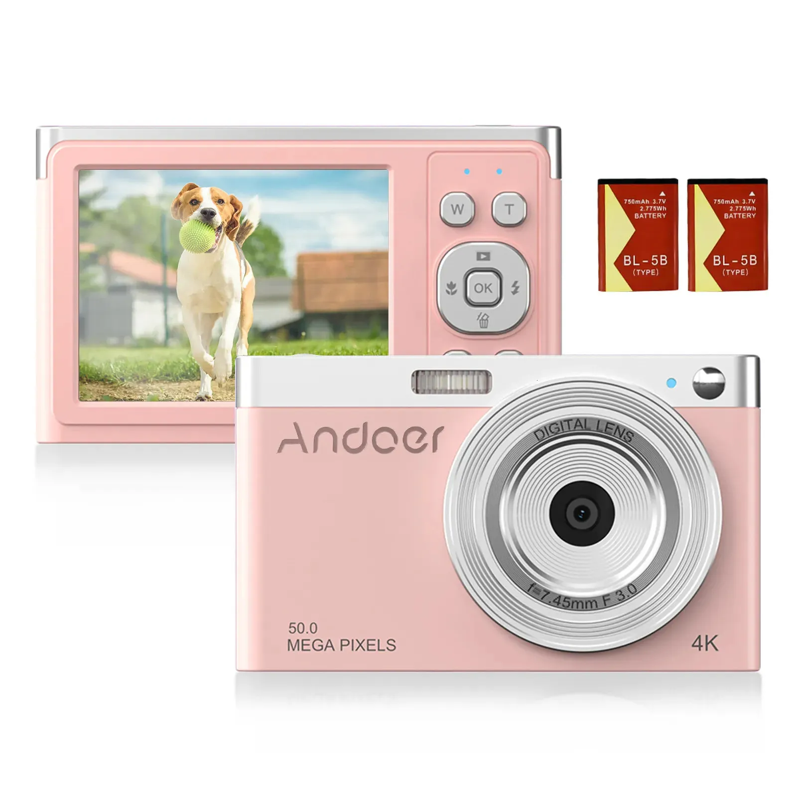 Camcorders Andoer 4K 디지털 카메라 비디오 캠코더 50MP 288 "IPS 화면 AF 얼굴 DENECT SMILE CAPTURE 2PCS 배터리로 내장 플래시 231006