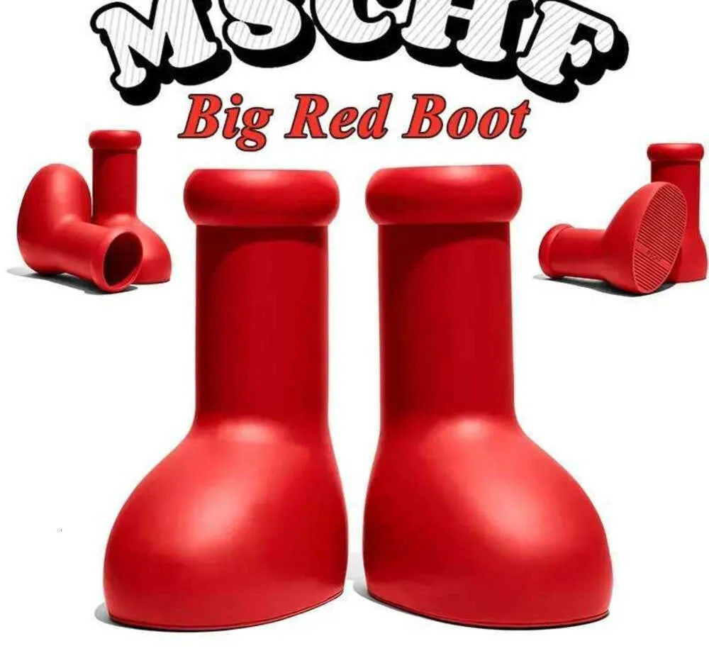 MSCHF Big Red Astro Boy Cartoon Aigle Rubber Boots 2023 New Arrival For