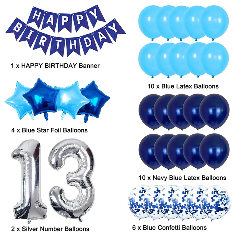 Autres événements Fournitures de fête Décorations Enfants 13 ans Ballons en film d'aluminium Thème pour adolescent Bannière Accueil Fournitures de fête d'anniversaire Set Accessoires 231005