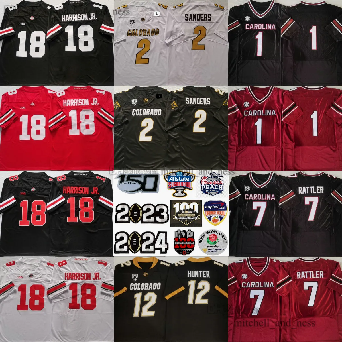 Ohio State Buckeyes 18 Marvin Harrison Jr. Jersey NCAA Piłka nożna 12 Travis Hunter 2 Shedeur Sanders Jerseys Spencer Rattler Deebo Samuel Man Młodzież dzieci