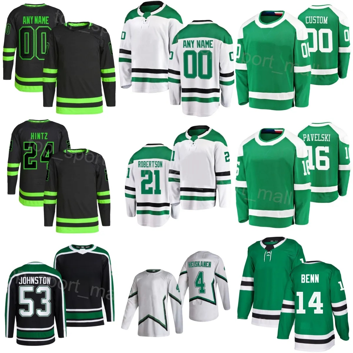 Heren Kinderen Dames Hockey 21 Jason Robertson Jersey 14 Jamie Benn 16 Joe Pavelski 24 Roope Hintz 4 Miro Heiskanen 91 Tyler Seguin 53 Wyatt Johnston Reverse Retro Stitched