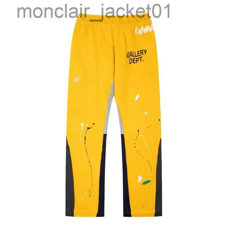 Pantalones para hombres Hip Hop Pantalones de joggers pintados a mano Hombres Y2k Colorblock Cordón Vintage Street Wear Baggy Pantalones de sudor acampanados para mujeres J231006