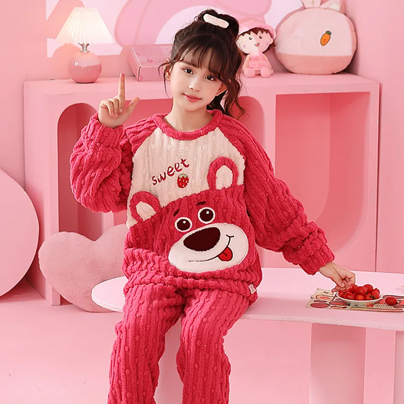 2023new Boys Girls Pajamas Sets Winter Sleepwear Children Home Clothes Kids Pyjamas Flannel Pajamas Thickened jacquard velvet Christmas gift