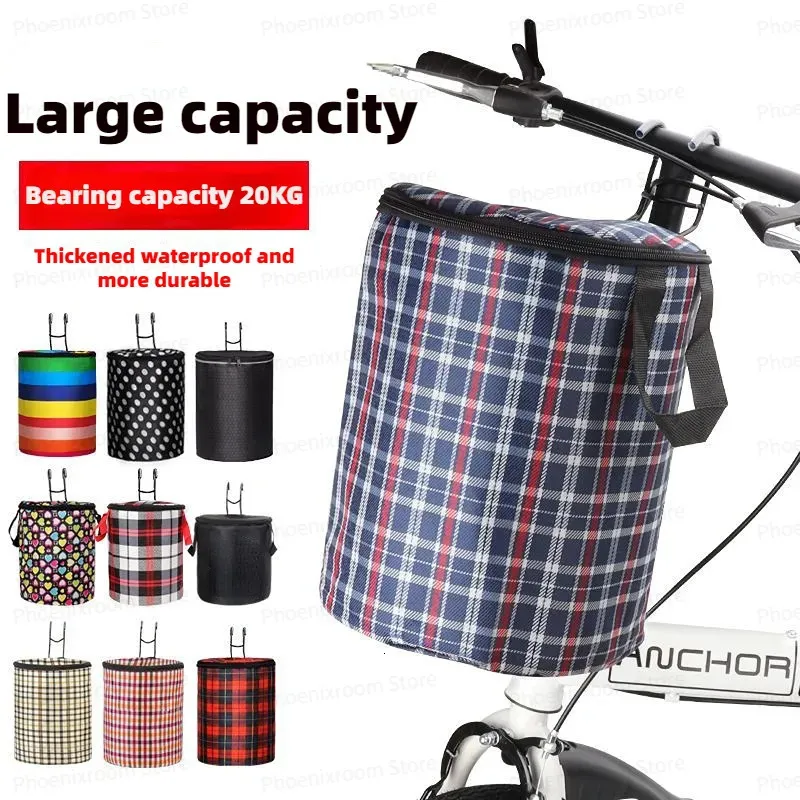 Panniers Bags Bicycle Canvas Basket Front Storage Basket of Electric Scooter Mountain Bike Hanging Basket Bike Bag Bicycle Vegetable Basket 230928