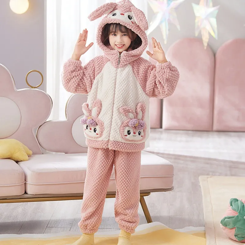 2023NEW GIRLS PAJAMAS SETS SETS WINTER SLEEPWEAR CHILDRE HOME CHOORDS PAJAMAS FLANNEL PAJAMAS CORAL VELVET PAJAMASクリスマスギフト