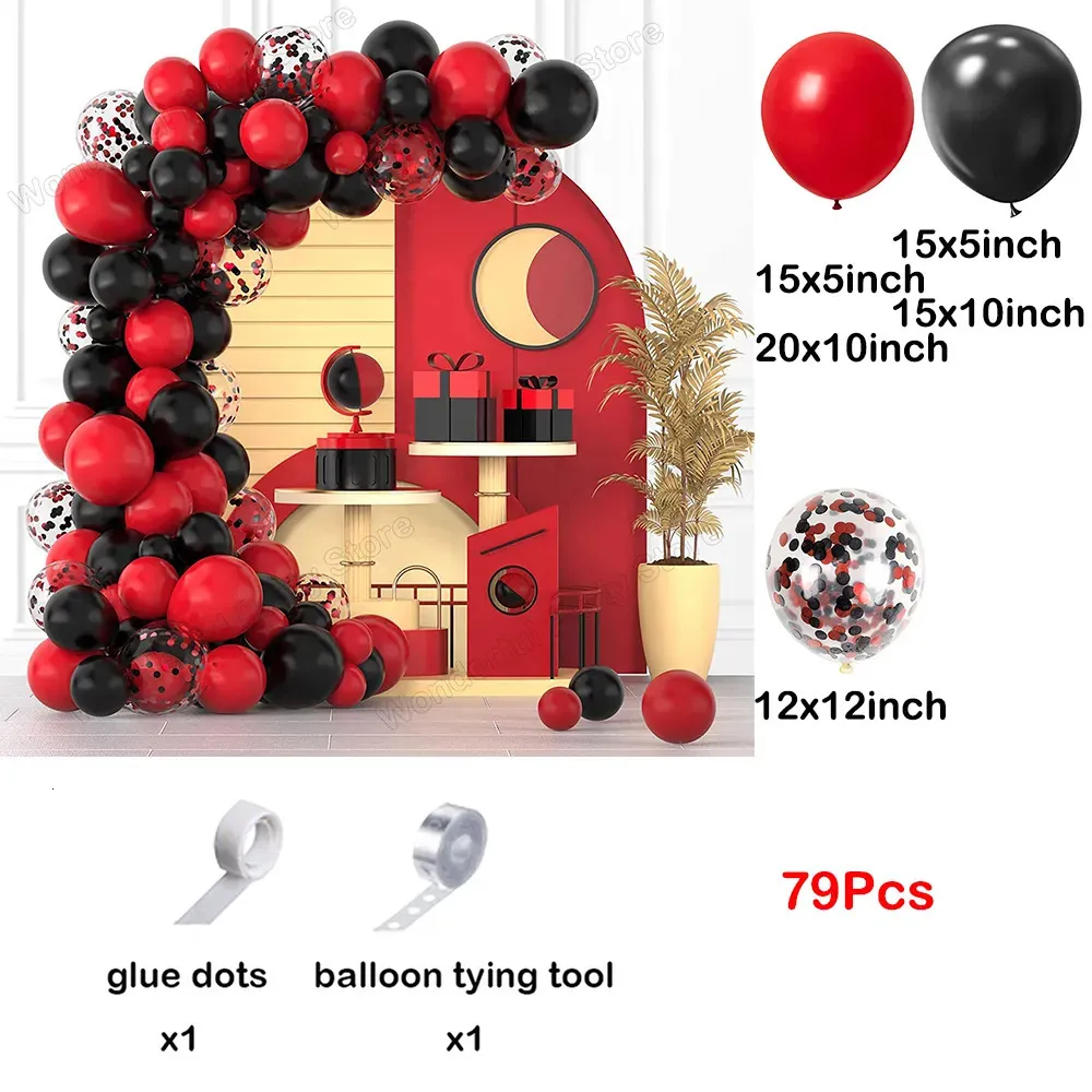 1 Set Red Black Balloons Garland Arch Kit Baby Shower Birthday Decorations  Red White Black Silver