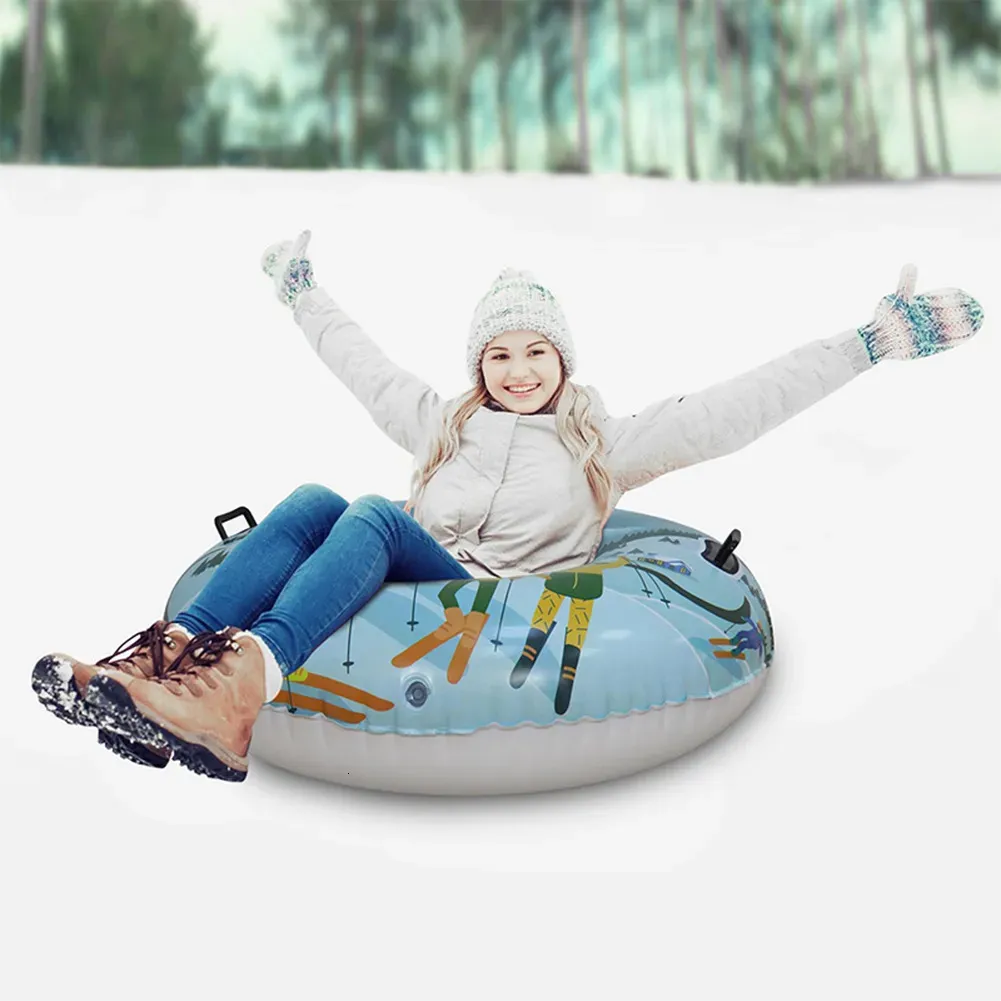 Snowboards esquis anel de esqui pvc neve trenó tubo de neve inverno inflável flutuado para criança almofada de esqui esportes ao ar livre com alça 231005