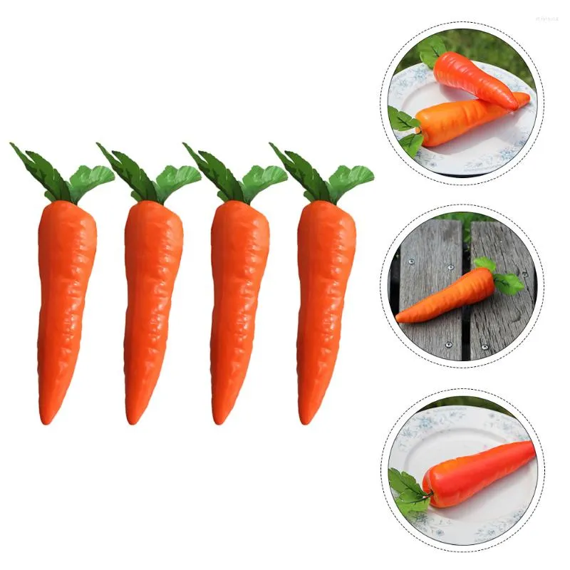 Fiori decorativi 4 pezzi Simulazione Ornamenti di carota Carote finte Puntelli da cucina per verdure artificiali